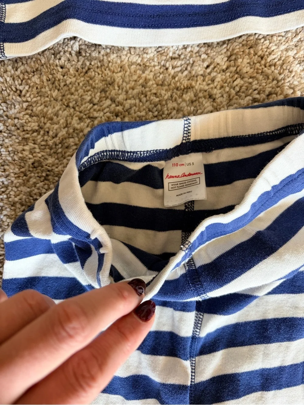 Hanna Andersson Navy & White Striped Short Pajamas Sz 5
